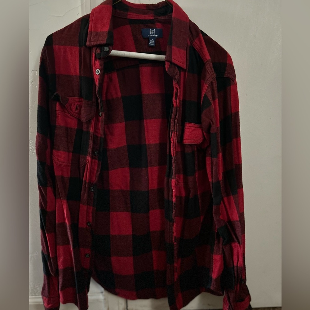 George Red and Black Checkered Shirt Jacket